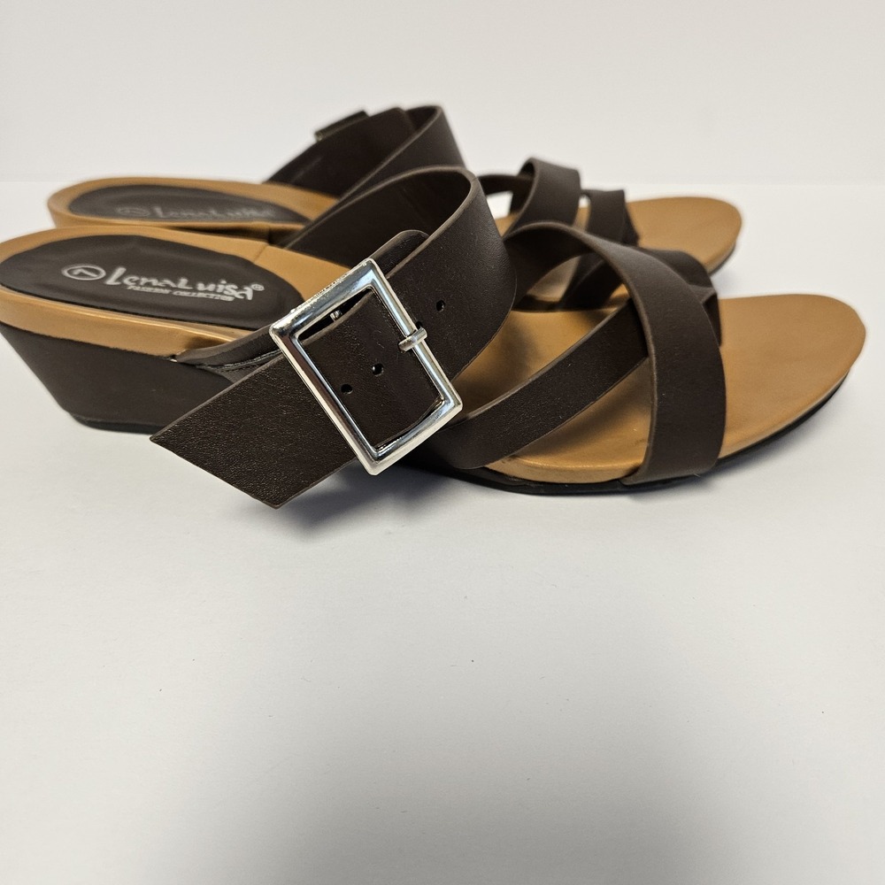Lenal Uisa Fashion Collection‎ Brown Sandals Size 7 Slip On Dress or Casual